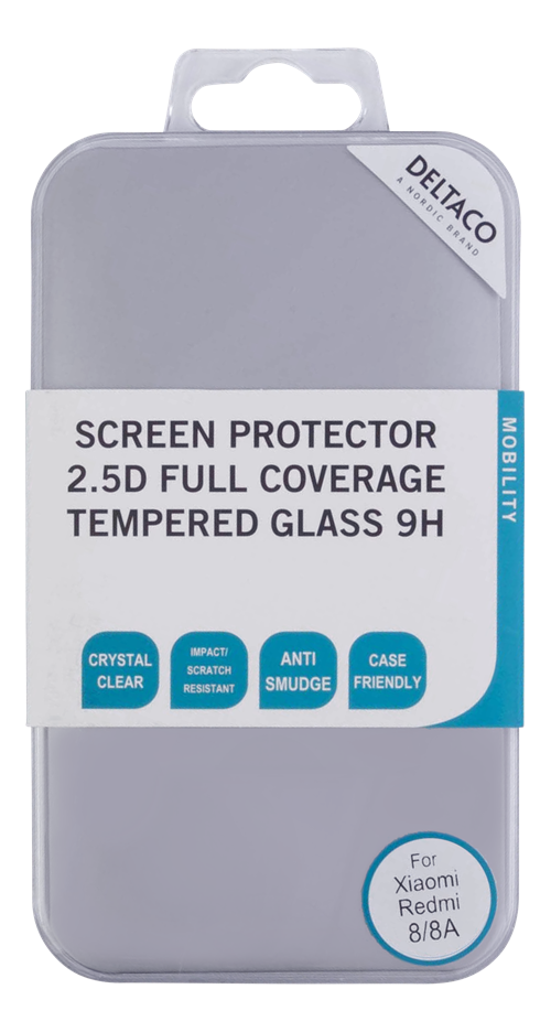 DELTACO screen protector for Xiaomi Redmi 8/8 A, 2.5D tempered glass, 9H hardnessTempered glass scre