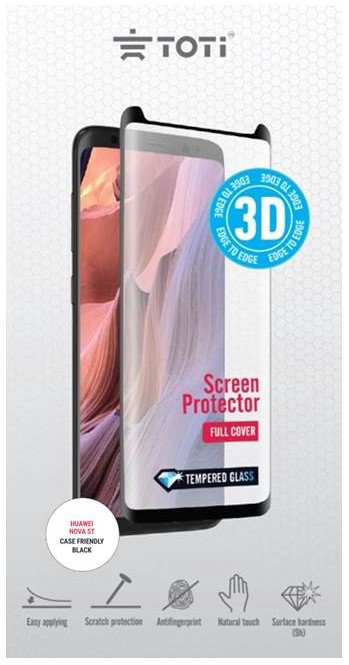 Ekrano plėvelė TOTI 3D Huawei Nova 5T grūdinto stiklo juoda