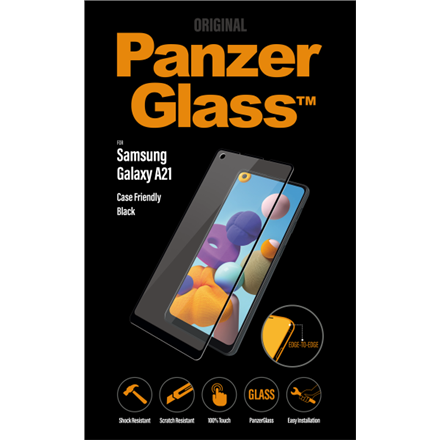 Ekrano apsauga PanzerGlass Samsung, Galaxy A21, Glass, Black, Case Friendly