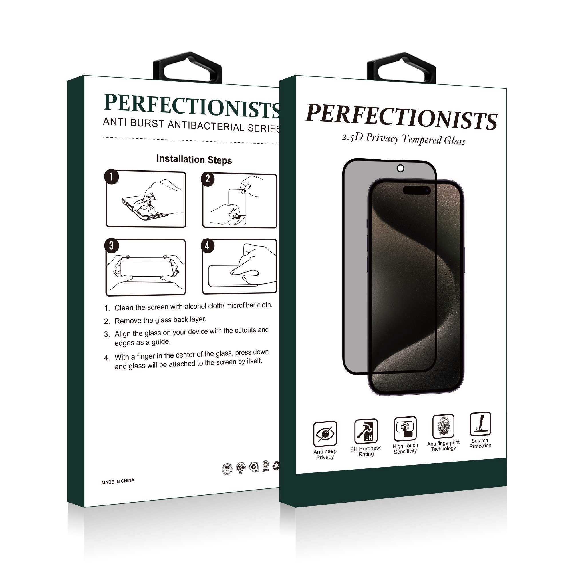 LCD apsauginis stikliukas 2.5D Privacy Perfectionists Apple iPhone 12/12 Pro juodas