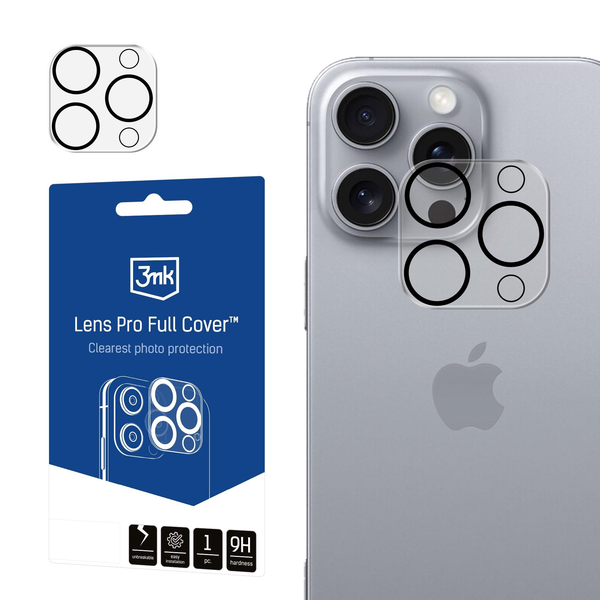Apsauginis stikliukas kamerai 3mk Lens Pro Apple iPhone 16 Pro/16 Pro Max juodas