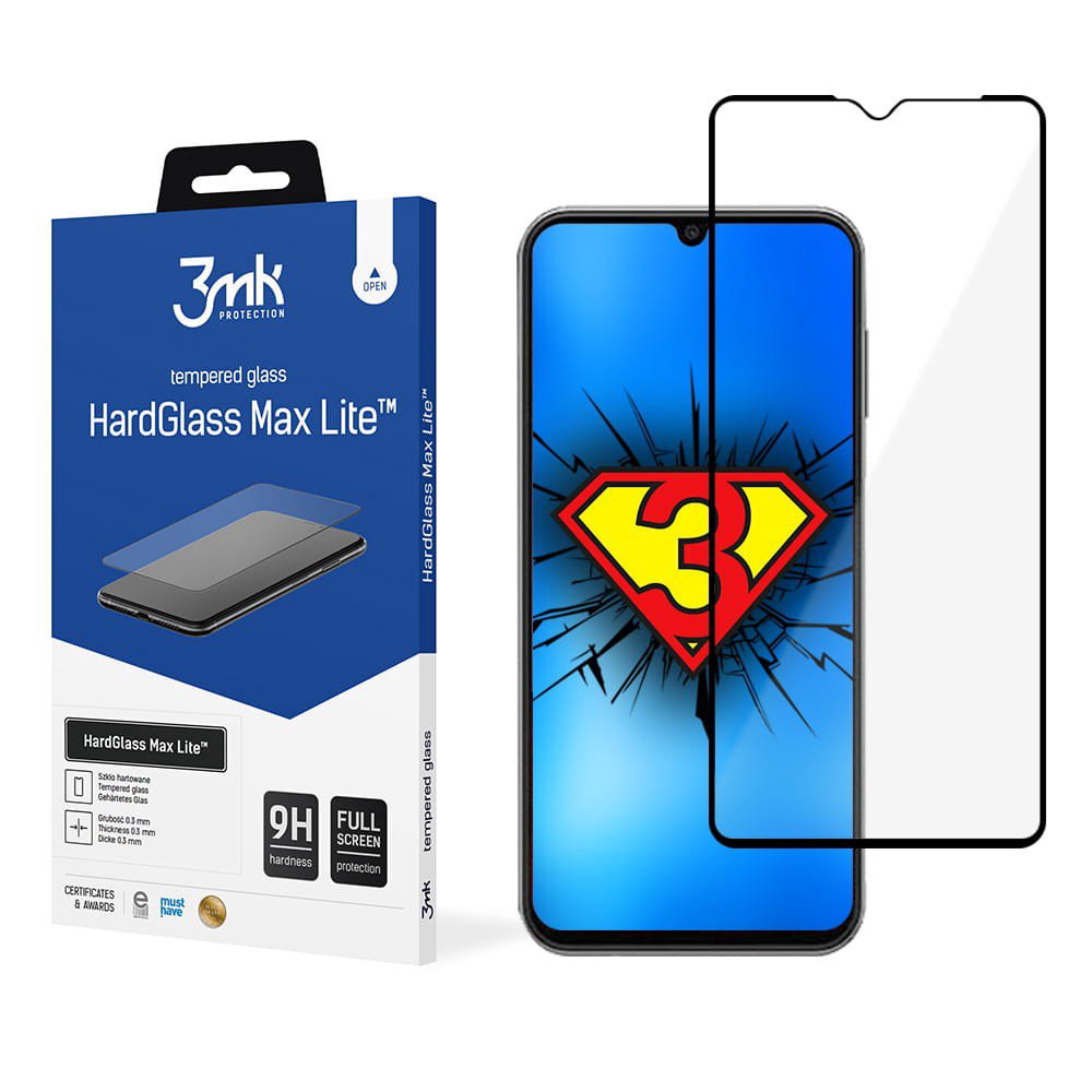 LCD apsauginis stikliukas 3mk Hard Glass Max Lite Samsung A145 A14 4G/A146 A14 5G juodas