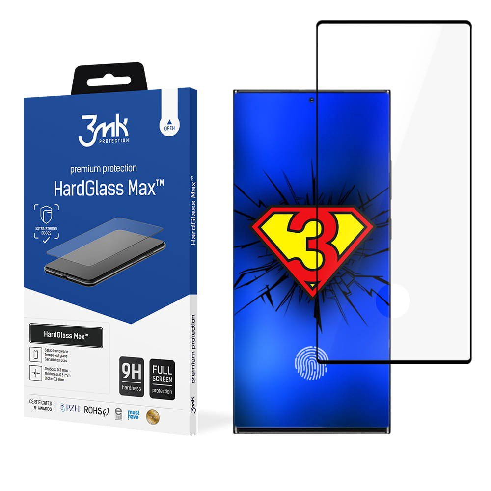 3mk HardGlass Max FingerPrint do Samsung Galaxy S22 Ultra 5G Black