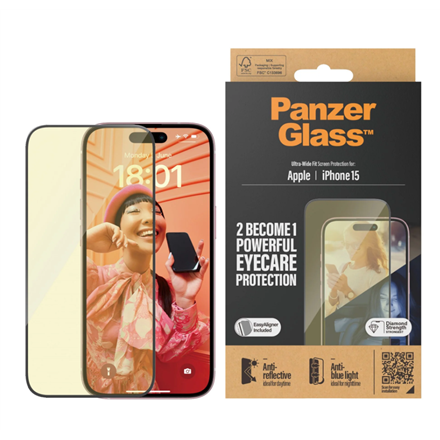Mob.telefono ekrano apsauga PanzerGlass for Apple iPhone 15(2813)