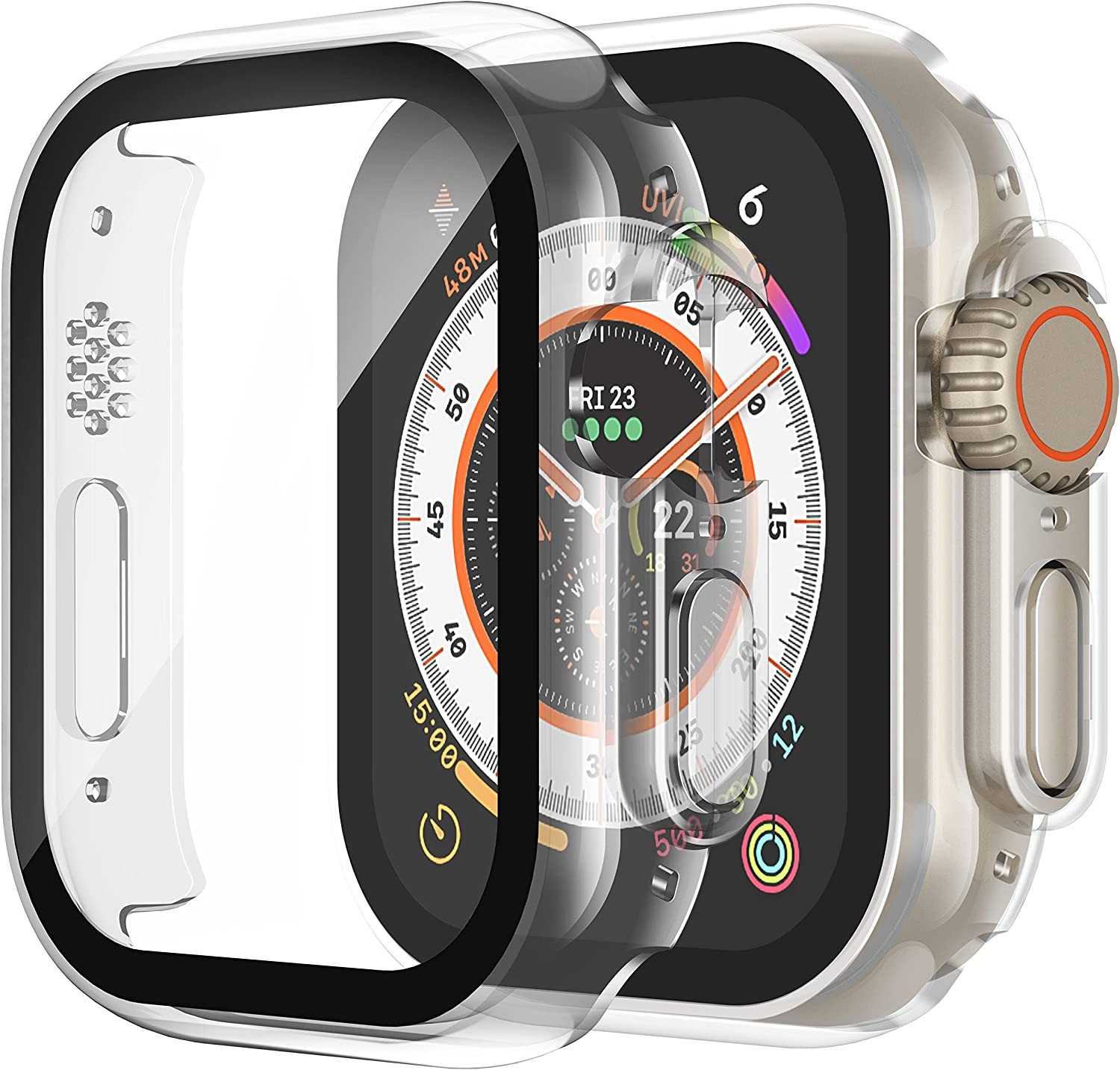 LCD apsauginis stikliukas/dėklas 360 degree cover Apple Watch 40mm skaidrus