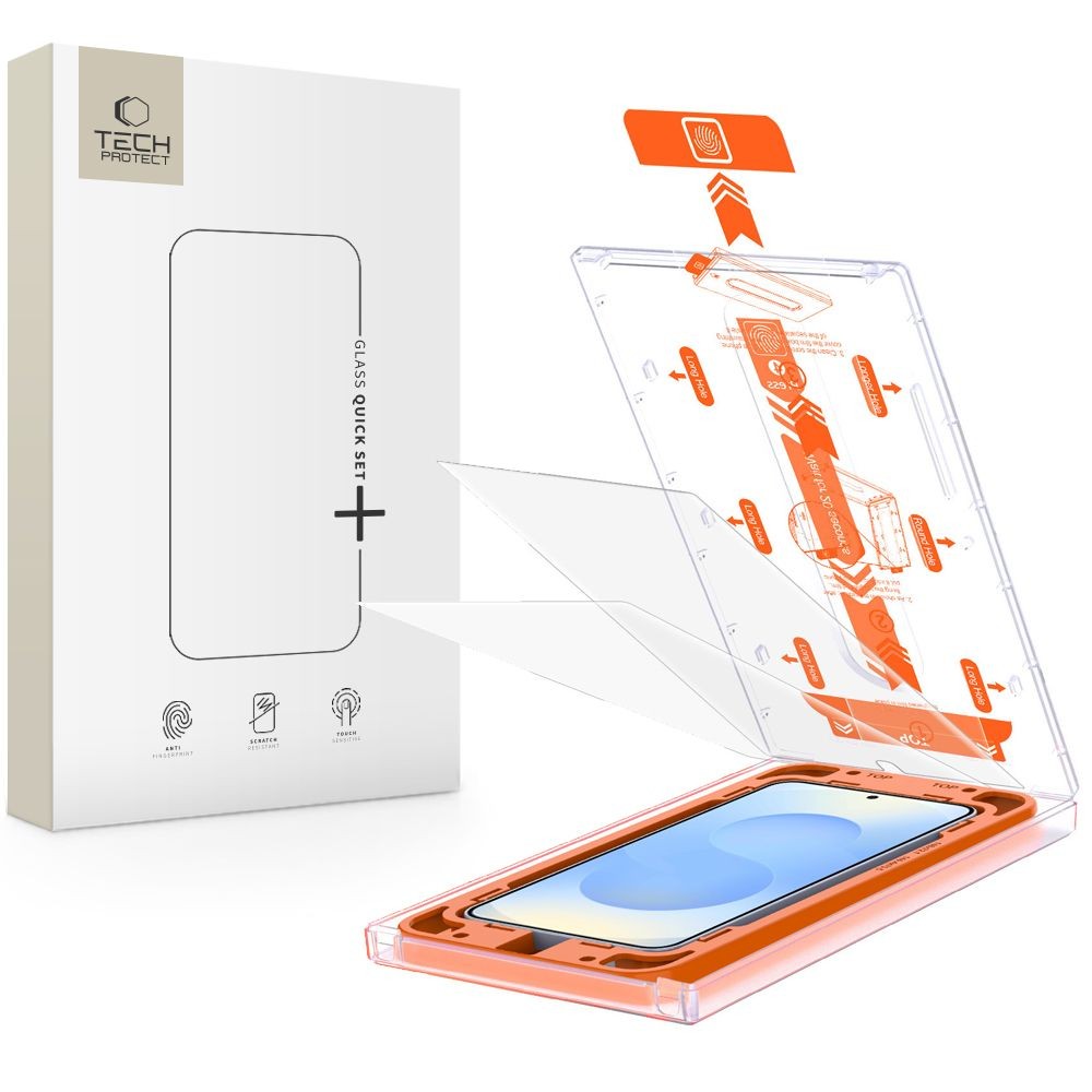Apsauginis stikliukas (2vnt.) su montavymo rėmeliu "Tech-Protect Quick Set+" telefonui Samsung Galaxy S25
