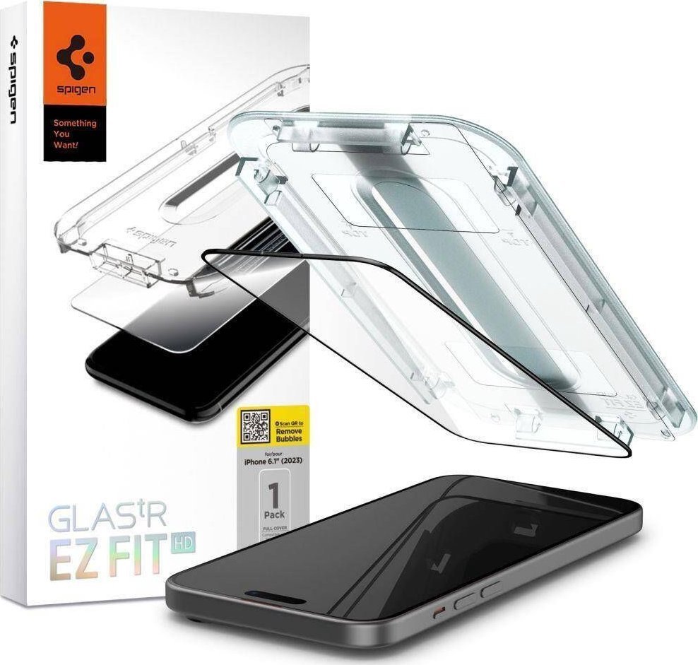 Spigen Spigen Glass tR EZ Fit HD 1 Pack, FC Black - iPhone 15