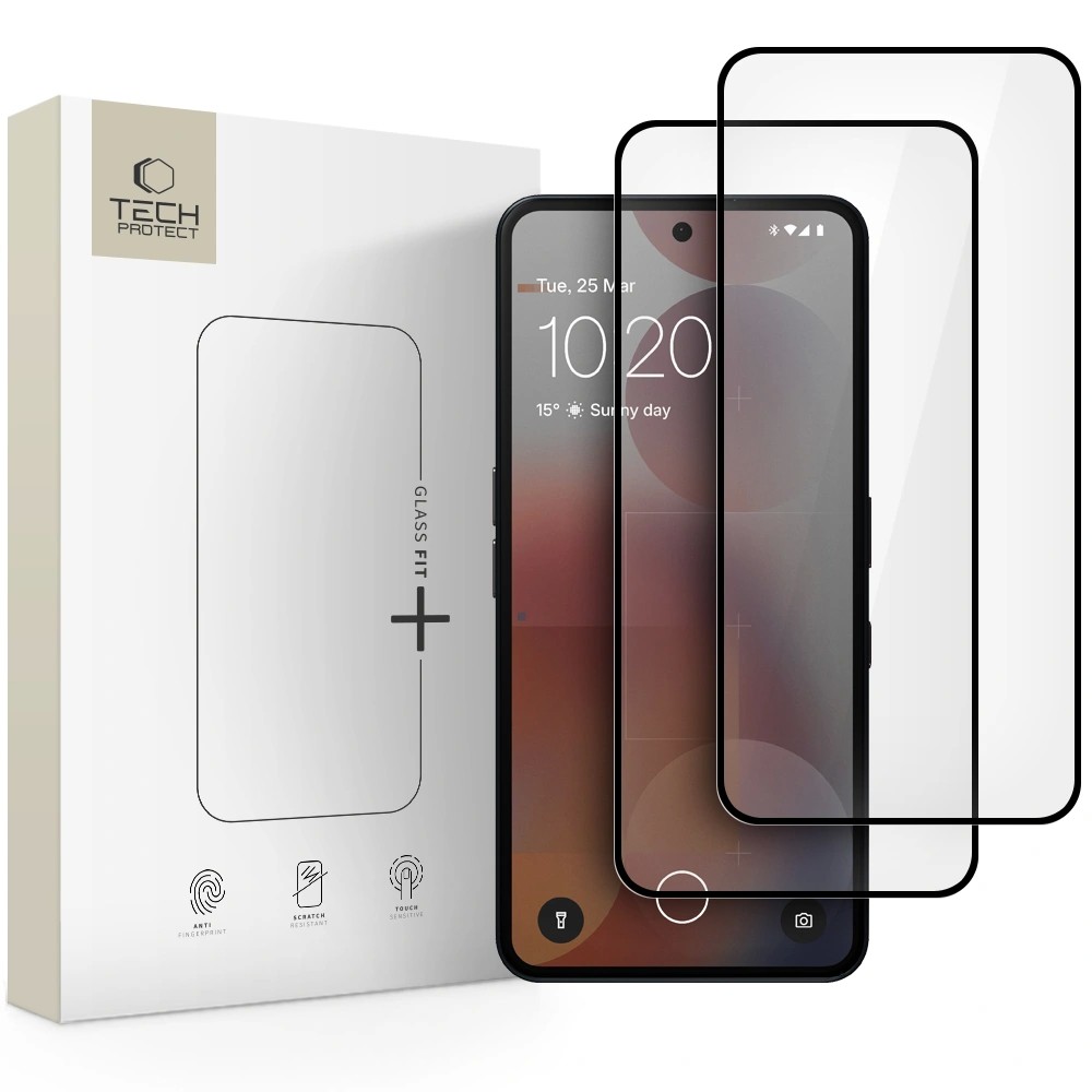 LCD apsauginis stikliukas Tech-Protect Glass Fit+ 2-Pack Nothing Phone 3a/3a Pro juodas
