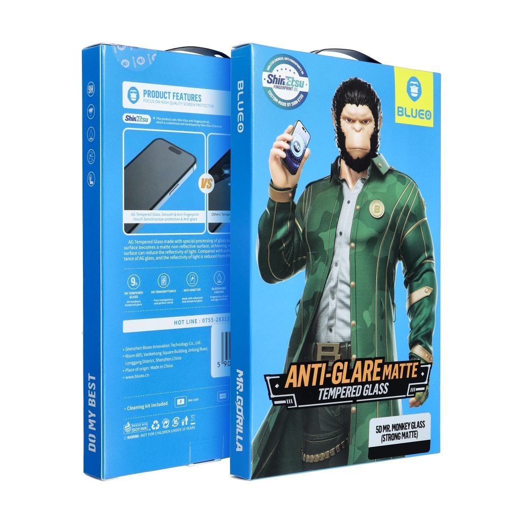 LCD apsauginis stikliukas 5D Mr. Monkey Glass (Strong Matte) Apple iPhone 16 Pro Max juodas