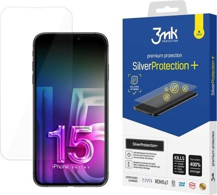 3MK Silver Protect+ iPhone 15 Pro 6.1" Antimicrobial Wet-mounted foil