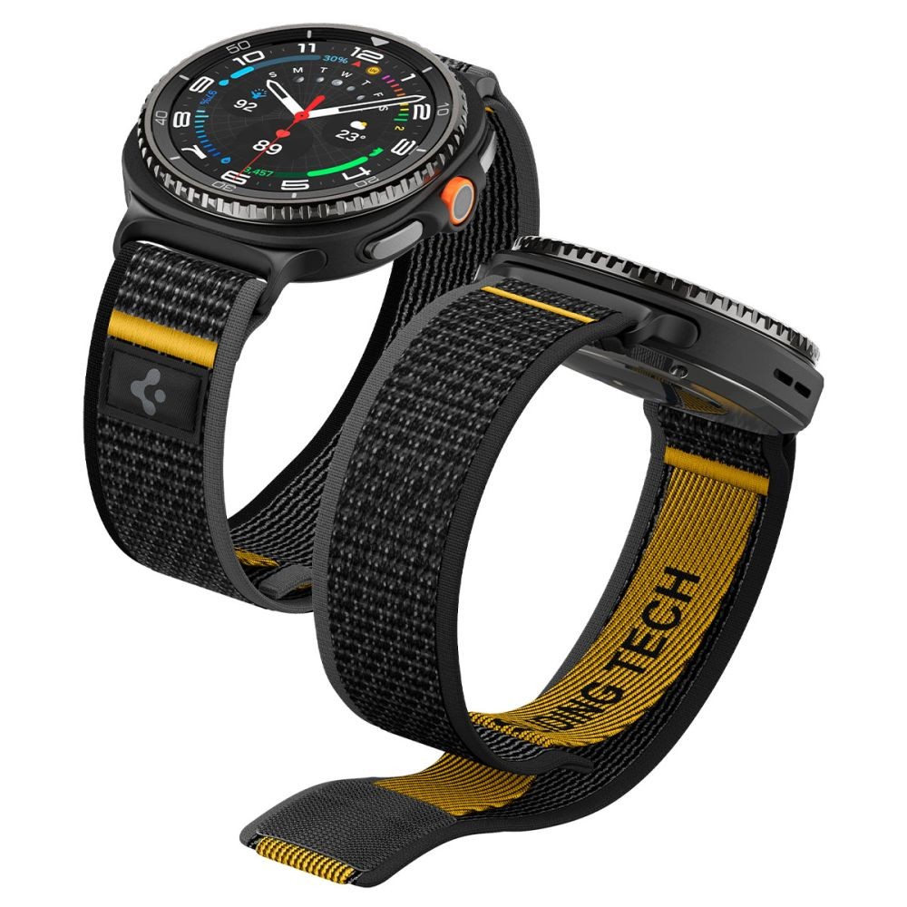 Juodas tekstilinis dirželis "Spigen Athlex Air" laikrodžiui Samsung Galaxy Watch 8 / CLASSIC (40 / 44 / 46 MM)