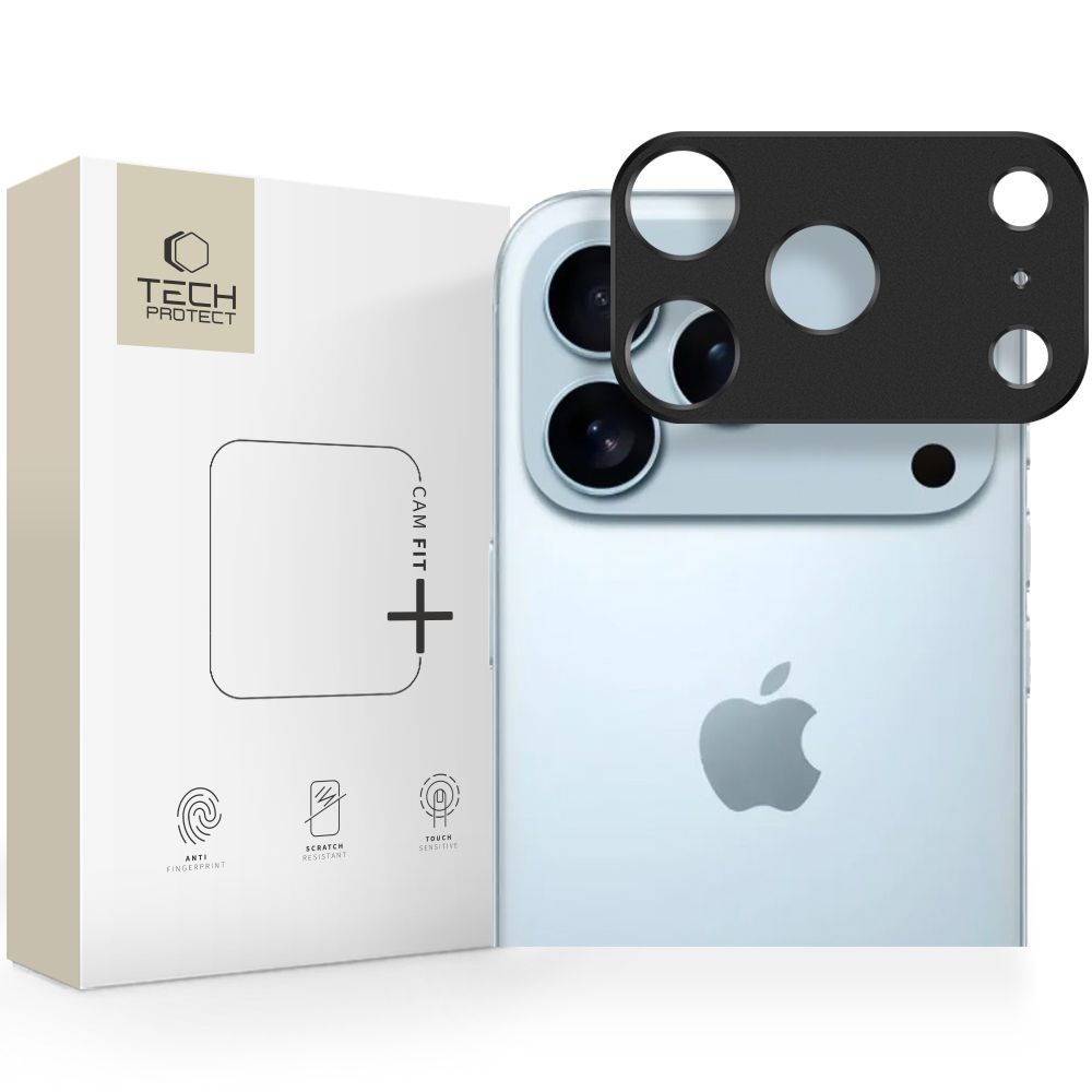 Juoda kameros apsauga "Tech-Protect Camalloy Fit+" telefonui Apple iPhone 17 Pro Max