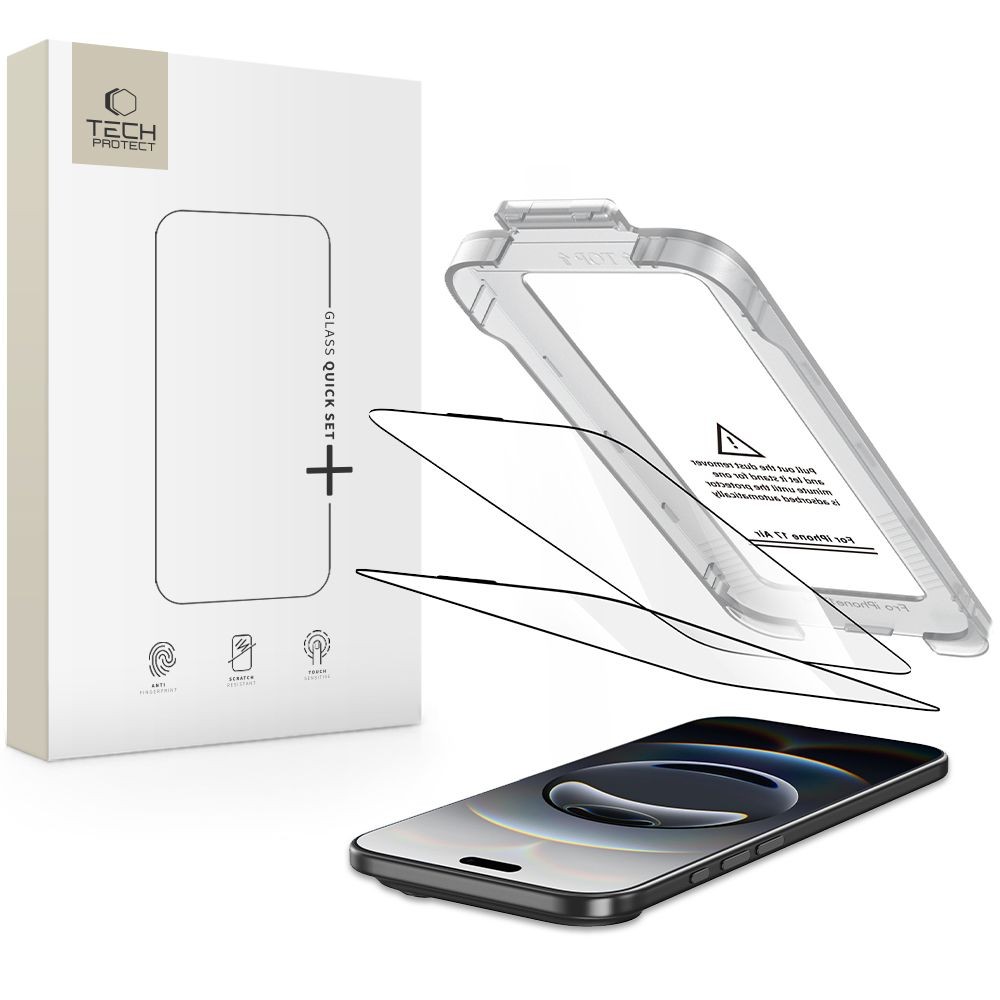 Apsauginis stikliukas (2vnt.) su montavymo rėmeliu "Tech-Protect Quick Set+" telefonui Apple iPhone 17 Air