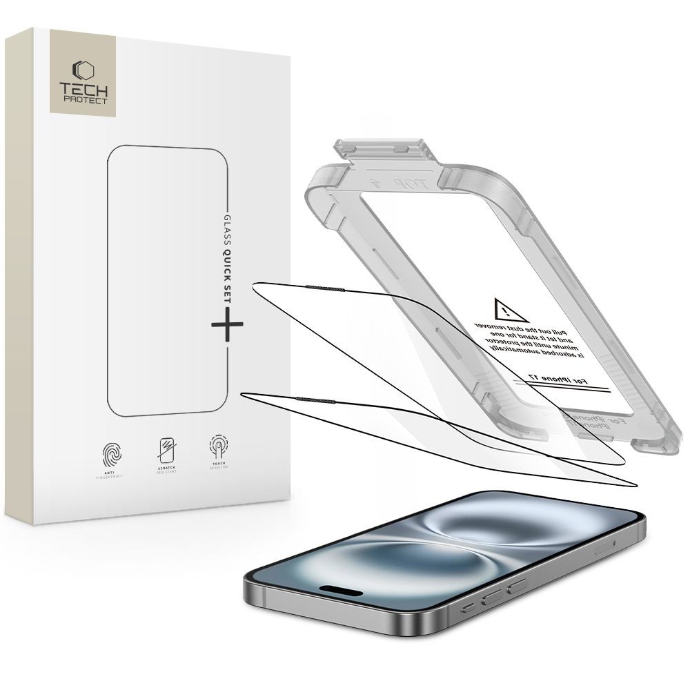 Apsauginis stikliukas (2vnt.) su montavymo rėmeliu "Tech-Protect Quick Set+" telefonui Apple iPhone 17