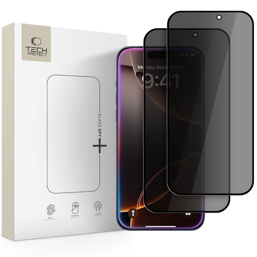 Privatum suteikiantis apsauginis stikliukas "Tech-Protect Glass Spy+ Privacy" (2 vnt.) telefonui Apple IPhone 16 Pro / 17 / 17 Pro