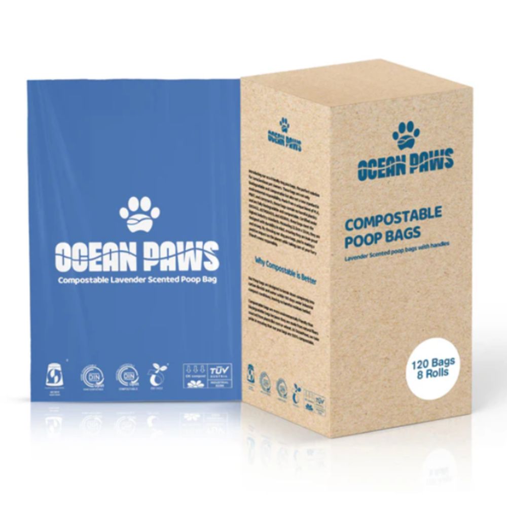 OCEAN PAWS Compostable Dog Poo Bags kompostuojami ekskrementų maišeliai 8 rit.(120 maiš.)