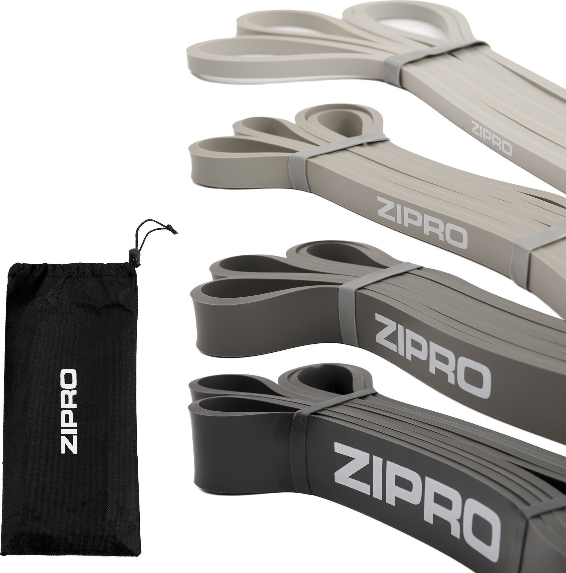 Zipro Powerband Zipro different resistance levels in the grey set 4 pcs.