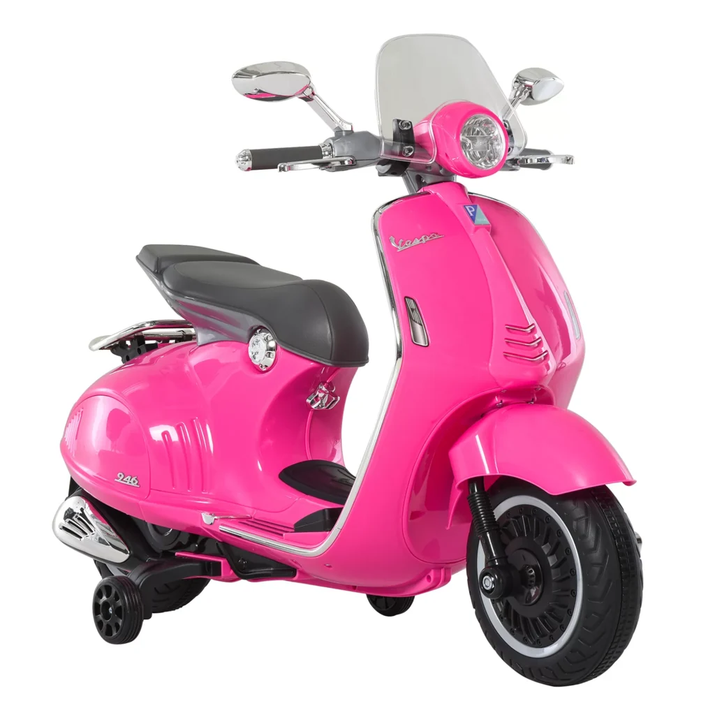 Vaikiškas elektrinis motociklas, 6V su žibintu, muzika, priekine ir atbuline pavara, mokomaisiais ratais, 3-6 metų vaikams, rožinė