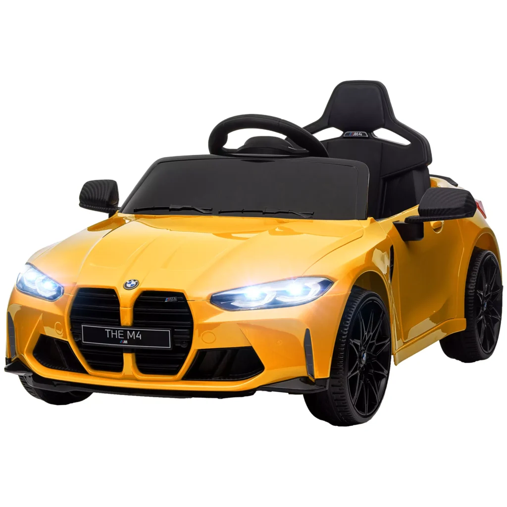 Vaikiškas elektrinis automobilis su 2.4G nuotolinio valdymo pulteliu, MP3, USB, LED šviesa, 3-5 metų, geltona