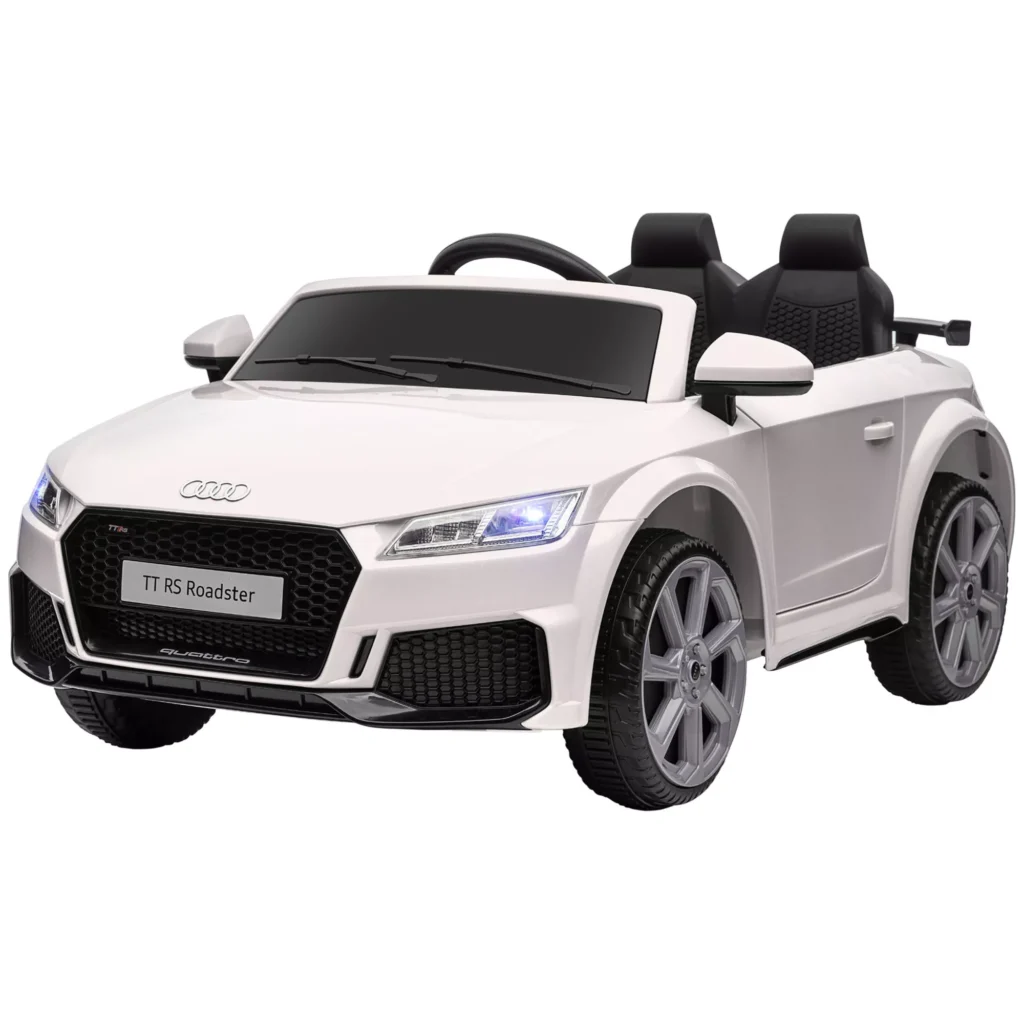 12V vaikiškas automobilis su 2.4G nuotolinio valdymo pulteliu, muzika, šviesa, USB/MP3 jungtimi, atbulinės eigos funkcija, balta
