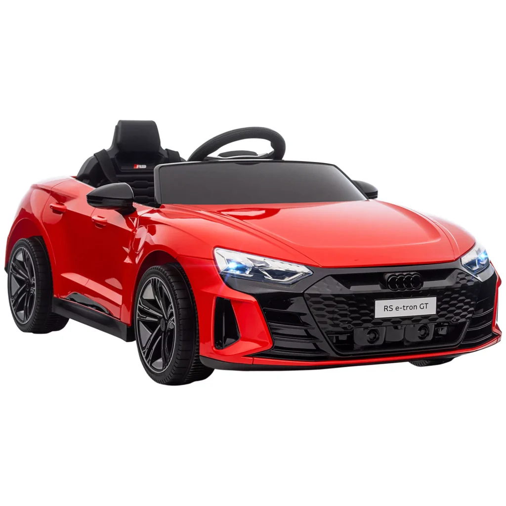 HOMCOM 3-5 metų vaikiškas elektrinis automobilis, vaikiškas automobilis su nuotolinio valdymo pulteliu, saugos diržu, garso signalu, muzika ir žibintais, iki 5 km/val., raudonas
