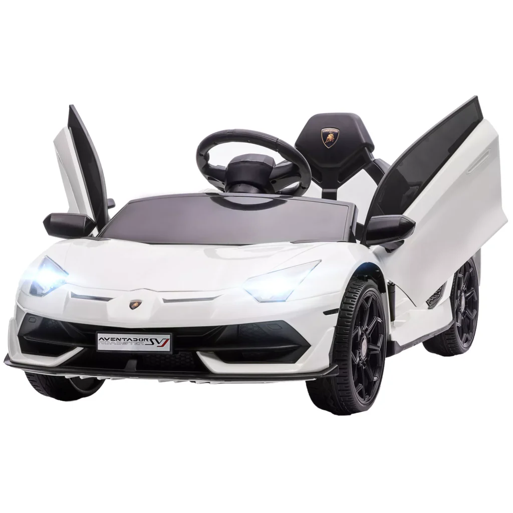 Vaikiškas elektrinis automobilis 12V su 2.4G nuotolinio valdymo pulteliu, MP3 grotuvu, garso signalu, šviesomis, 3-5 metų, balta