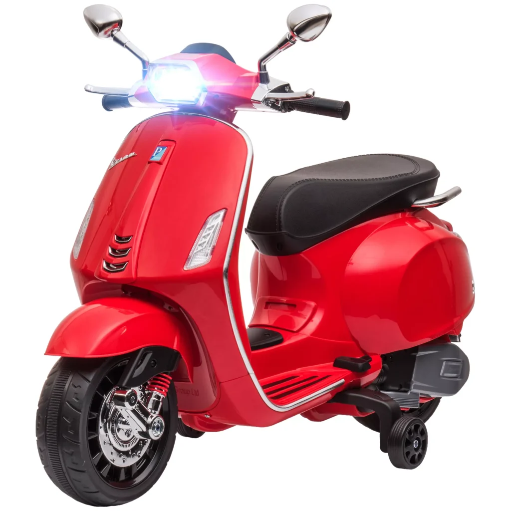 Vaikiškas elektrinis motociklas, 6V su MP3, USB, FM radiju, LED žibintais, 3 km/val., 3-6 metų vaikams, raudonas