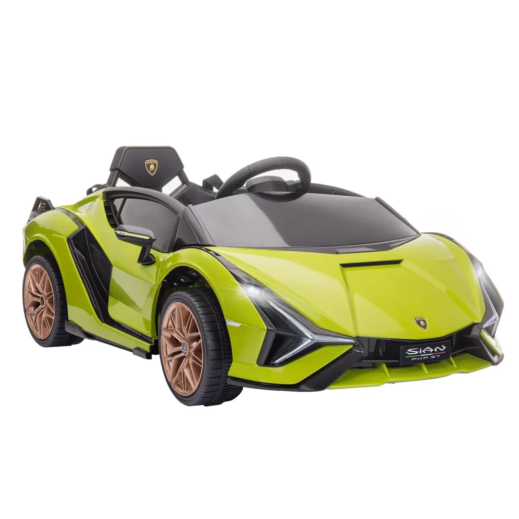 HOMCOM Vaikiškas elektrinis automobilis, 12V vaikiška transporto priemonė su 2.4G nuotolinio valdymo pulteliu, MP3 USB, garso signalas, elektrinė transporto priemonė su LED žibintais, 5 taškų saugos diržas, 3-5 km/val., skirta 3-5 metų vaikams, žalias
