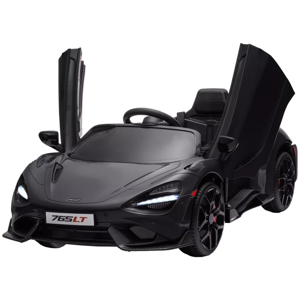 Vaikiškas elektrinis automobilis 12 V su 2.4G nuotolinio valdymo pulteliu, MP3, garso signalu, žibintais, 3-5 km/h, skirtas 3-6 metų vaikams, juodas
