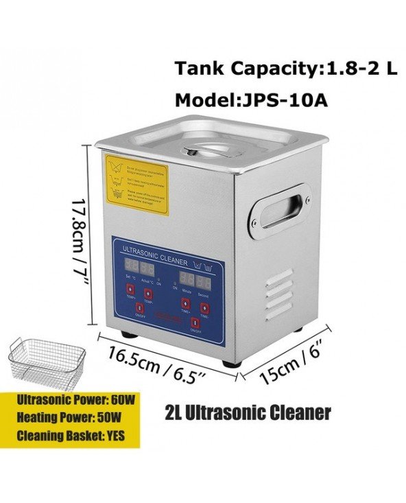 2L ultragarsinis valytuvas 60W šildomas laikmatis Nerūdijančio plieno 40Khz ultragarsinis valymo aparatas