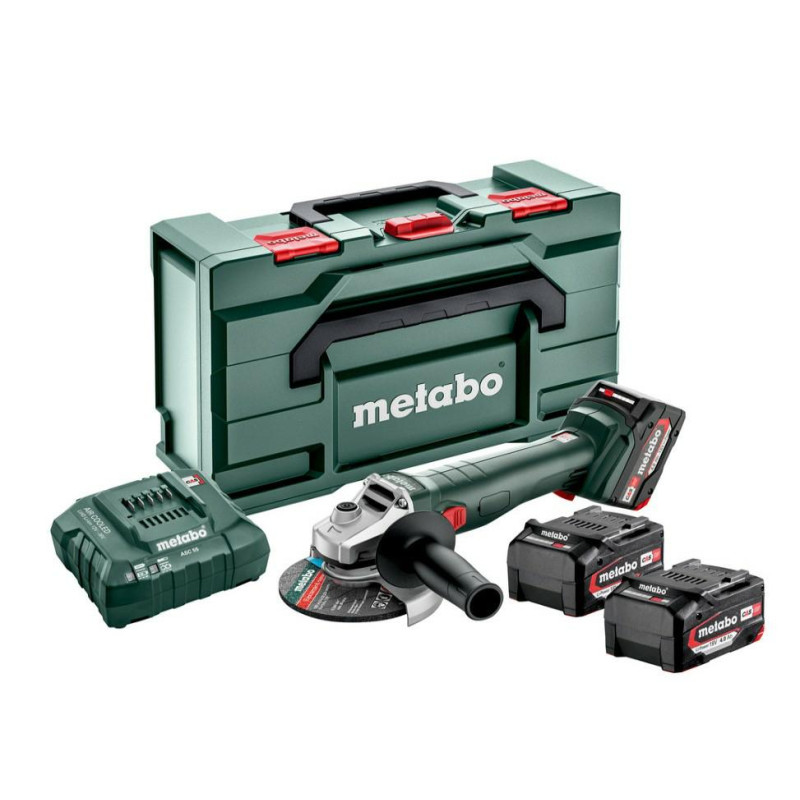 602249960 METABO.W 18 L 9-125 QUICK kampinis šlifuoklis 3x4.0Ah