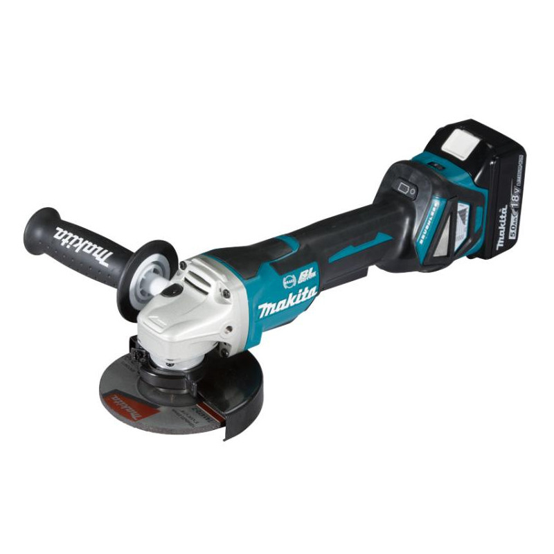 MAKITA 18 V 125 mm 2 x 5,0 Ah LI-ION bešepetėlinis kampinis šlifuoklis MAKPAC DGA518RTJU