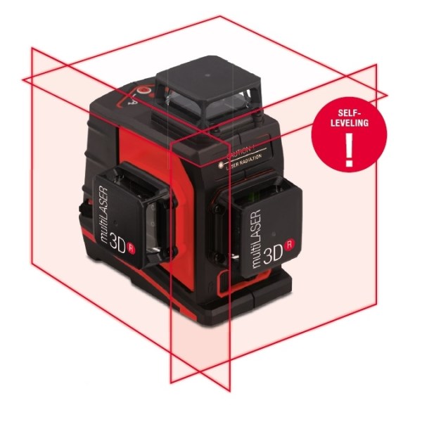 Nivelyras lazerinis kryžminis 50 m raudonu spinduliu 3D BMI Multilaser