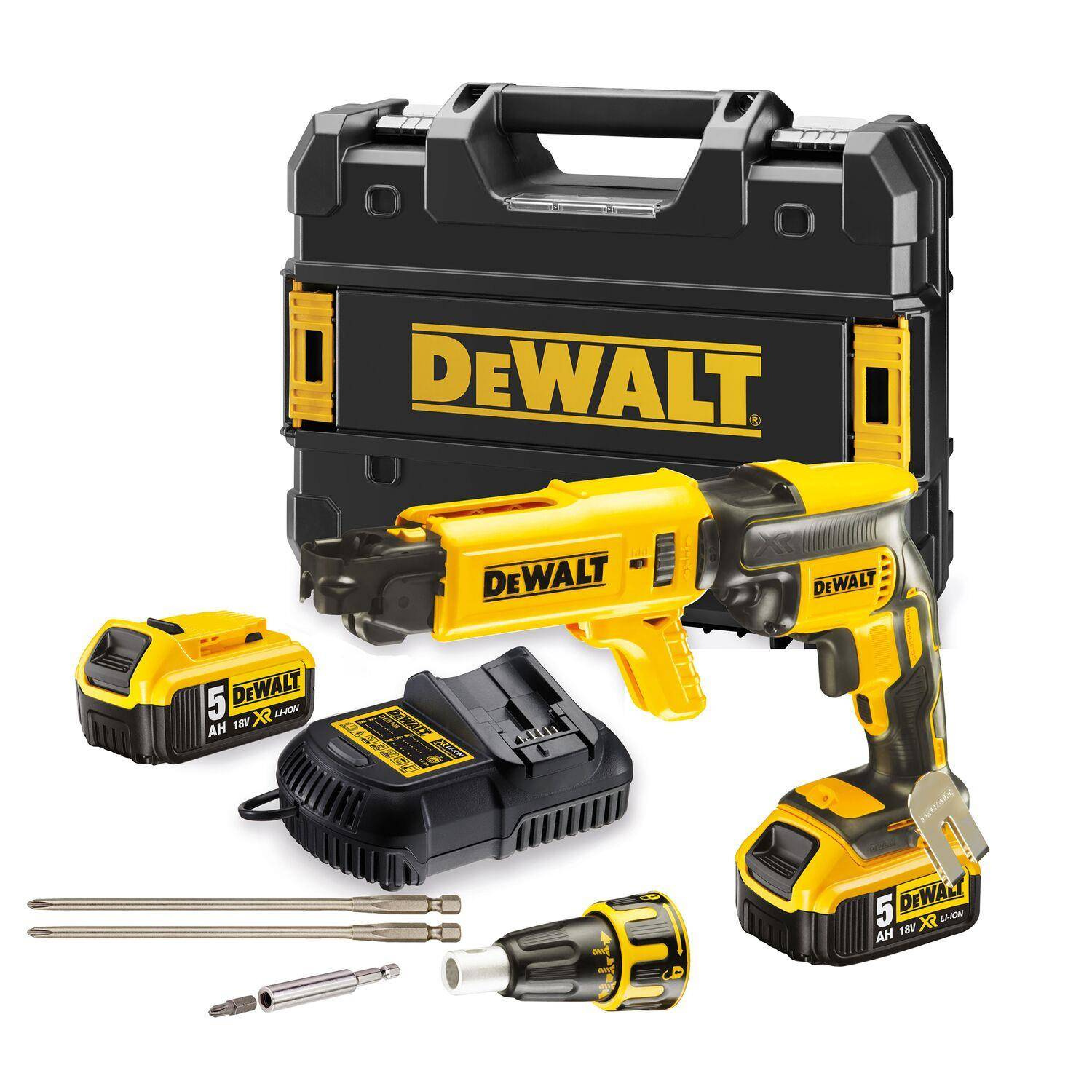Bešepetėlinis variklis 18V XR Li-Ion 2x5Ah DeWalt DCF620P2K-QW gipso kartono atsuktuvas