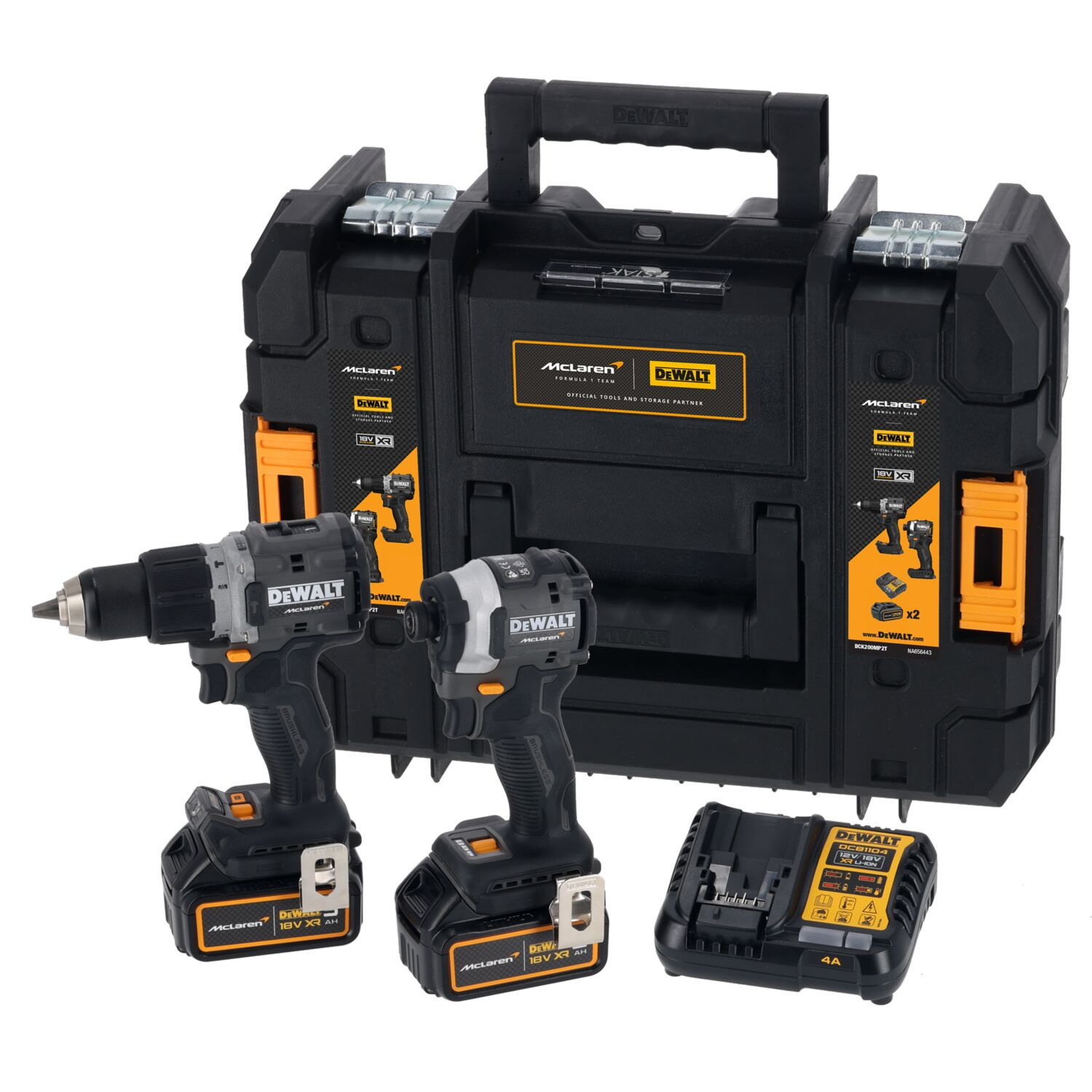 DCF85M + DCD85M 18V + 2x5Ah DeWalt x McLaren DCK200MP2T-QW įrankių rinkinys