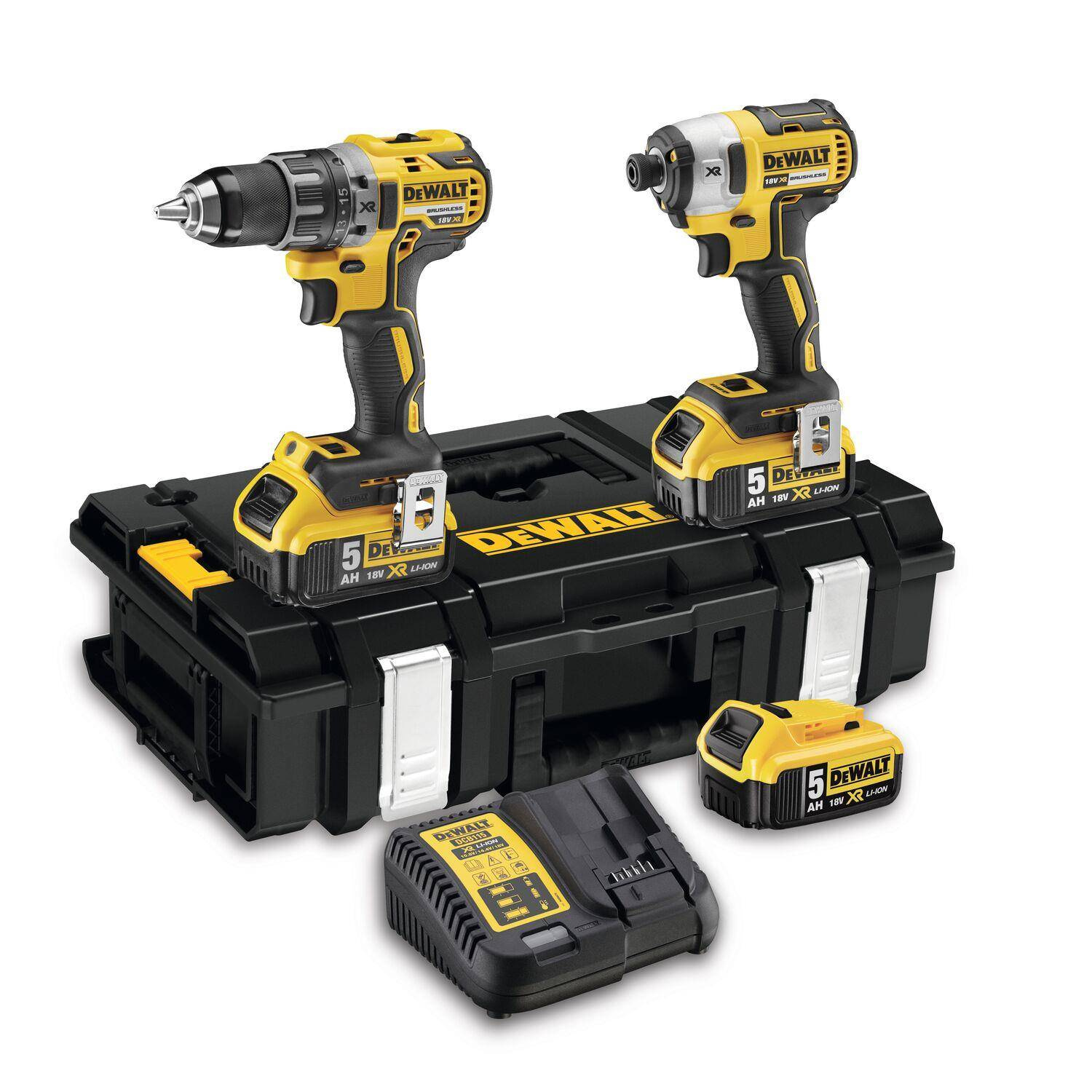 Dviejų įrankių komplektas gręžtuvas / gręžtuvas + smūginis gręžtuvas 18V XR 3x5Ah DeWalt