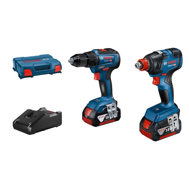 Bosch akumuliatorinių įrankių rinkinys: GDX 18V-200 + GSR 18V-55 + 2 x 4.0 Ah + GAL 18V-40, 06019J2207