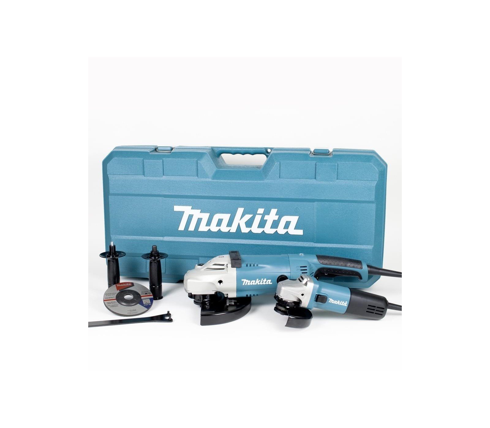 Elektrinio kampinio šlifuoklio Makita GA9020R, 230 mm, 2200 W ir Makita 9558NBR, 125 mm, 840 W, rinkinys (DK0052G) + lagaminas