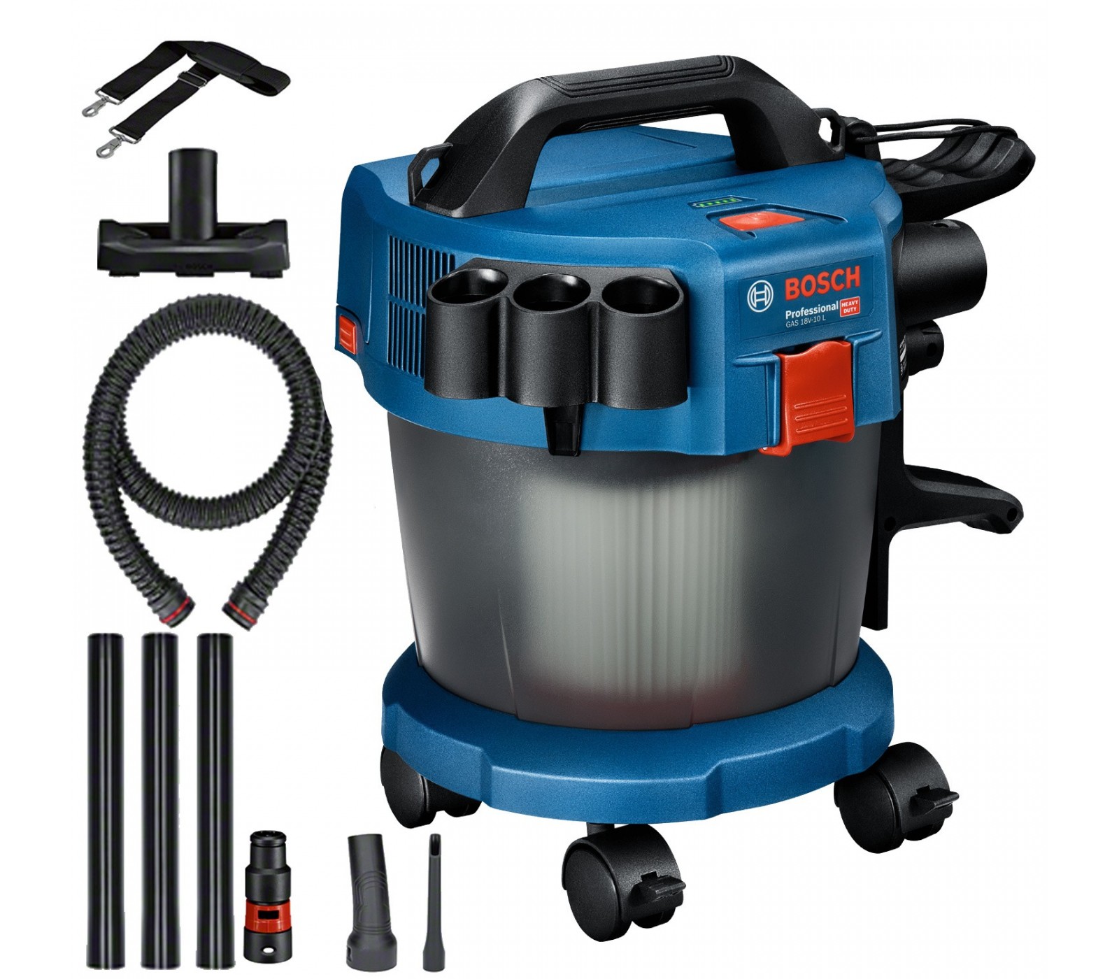 Akumuliatorinis dulkių siurblys Bosch GAS 18V-10 L + antgaliai (be akumuliatoriaus ir įkroviklio)