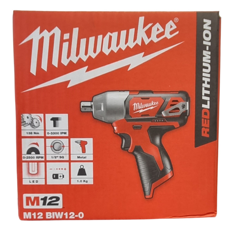 Akumuliatorinis smūginis veržliasukis Milwaukee M12 BIW12-0, 12 V, 138 Nm