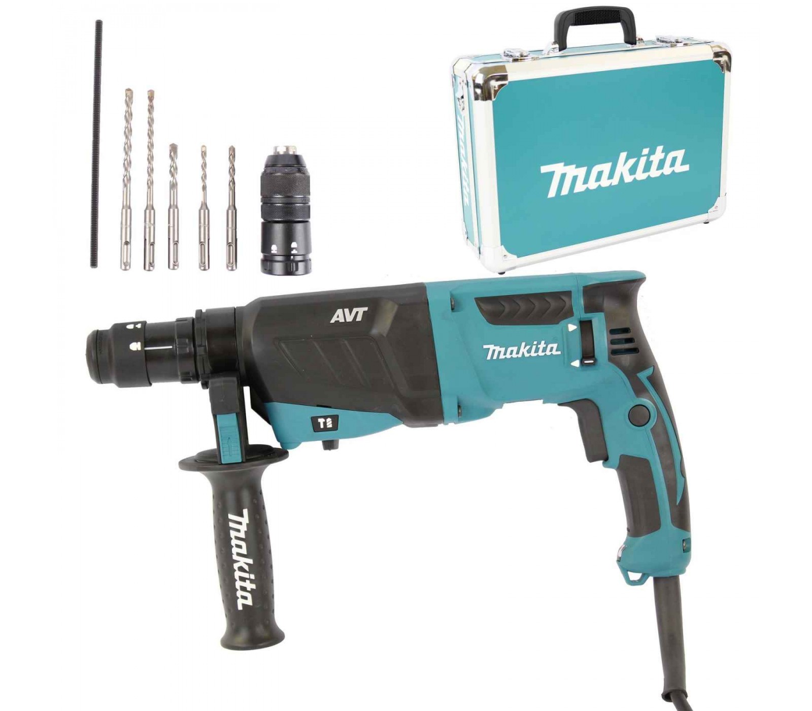 Elektrinis perforatorius Makita HR2631FT13, 800 W + grąžtų rinkinys + lagaminas