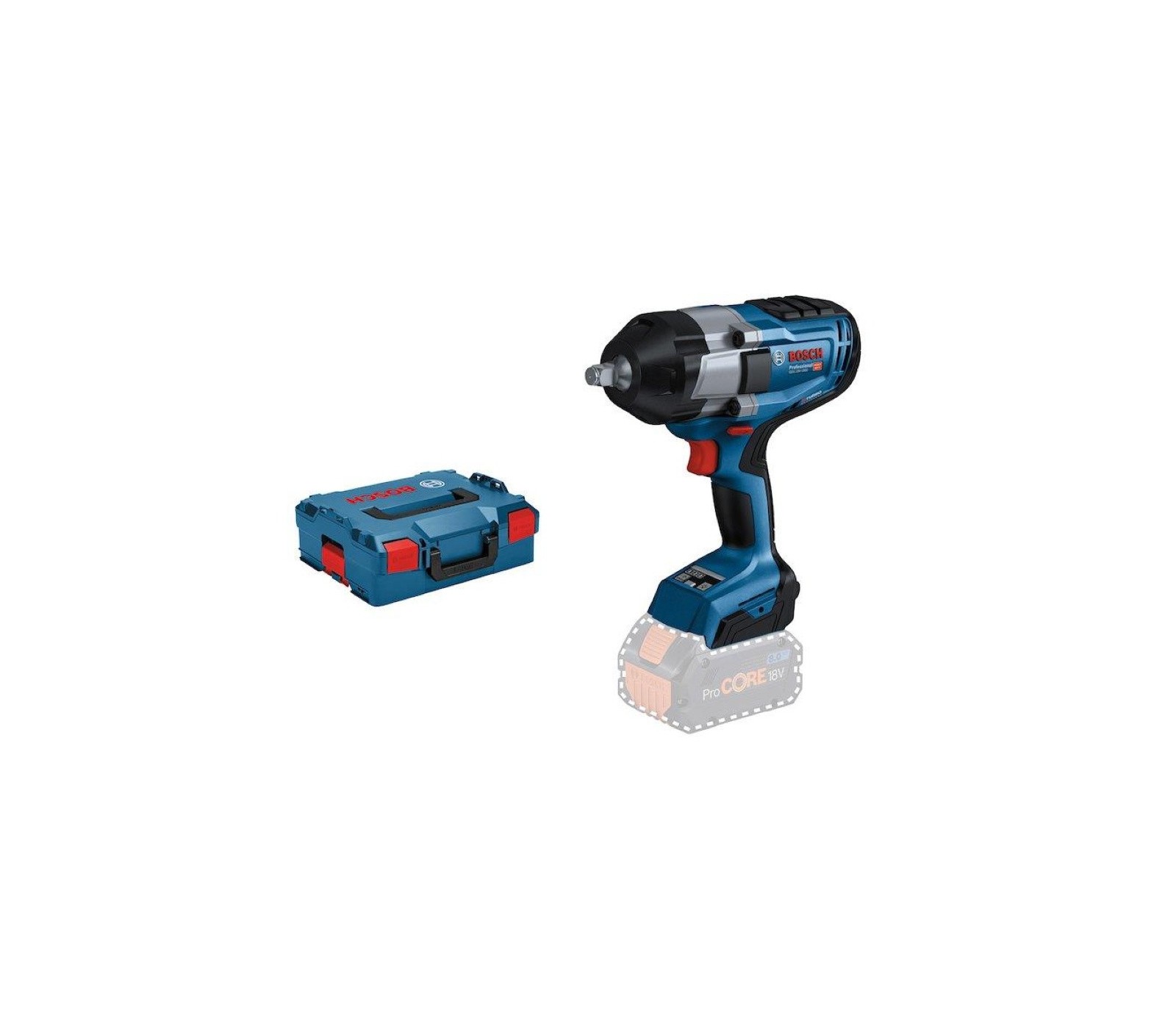 Akumuliatorinis smūginis veržliasukis Bosch GDS 18V-1000, 18 V + lagaminas