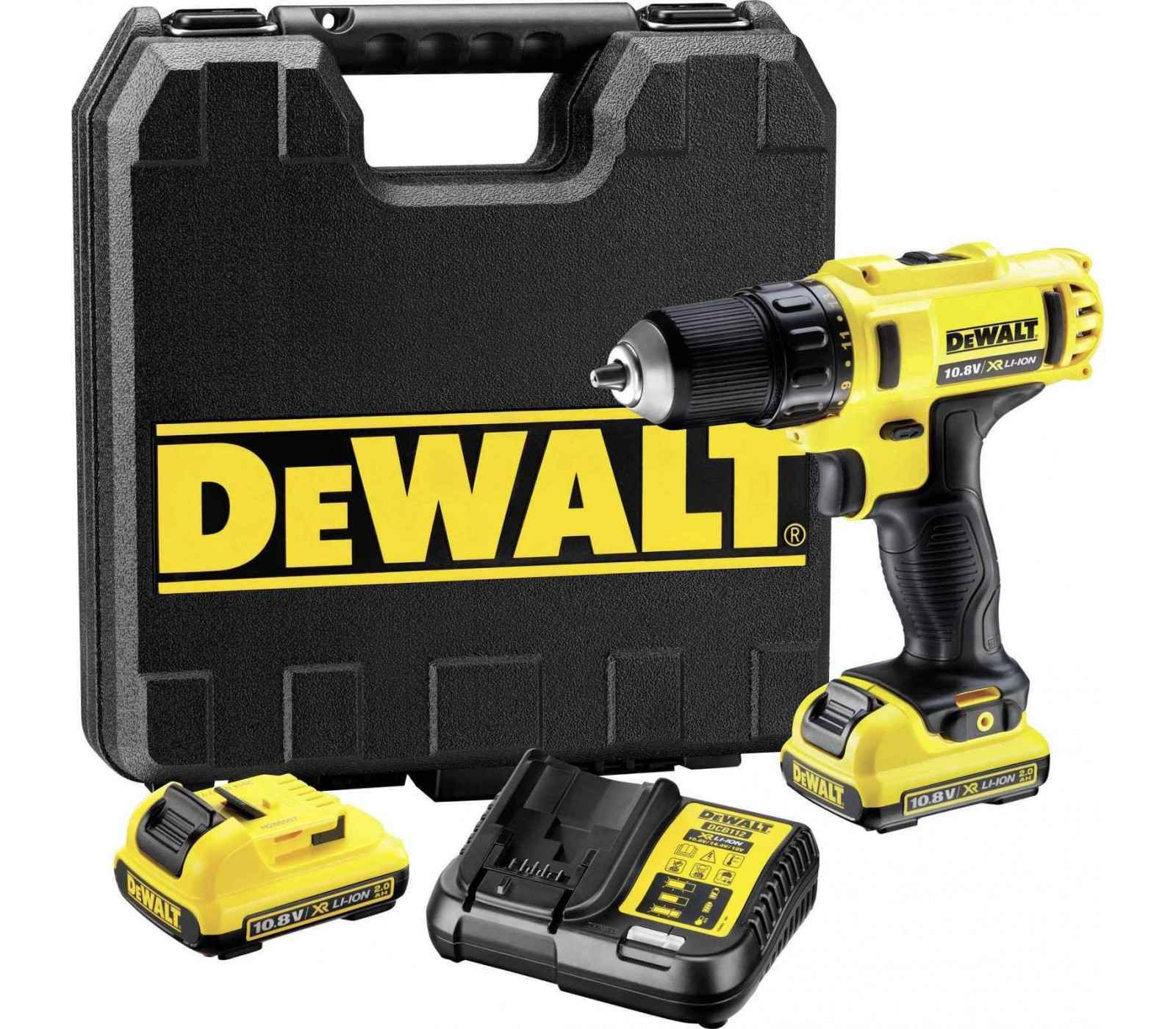 Dewalt akumuliatorinio suktuvo rinkinys DCD710D2-QW , 10,8 V, 2 x 2 Ah, įkroviklis + lagaminas