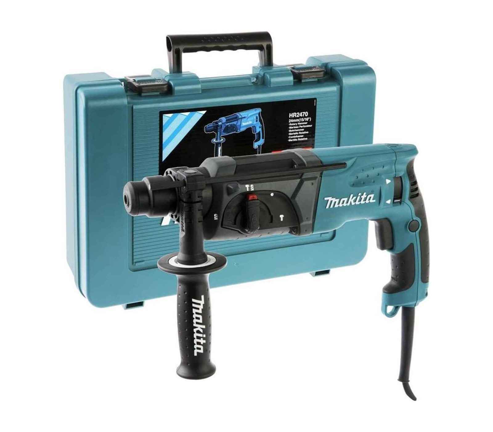 Perforatorius Makita HR2470, SDS-Plus, 2,4 J, 780 W + lagaminas