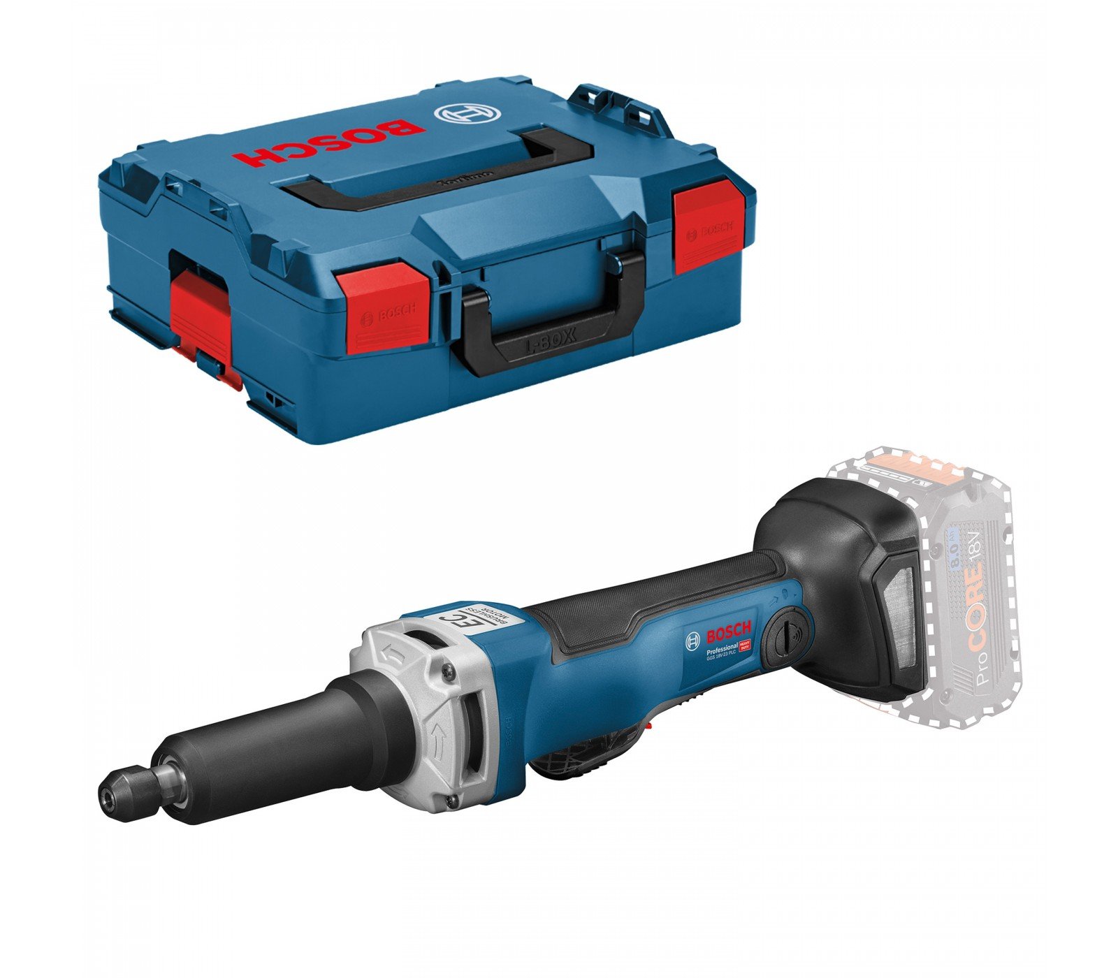 Akumuliatorinis tiesinis šlifuoklis Bosch GGS 18V-23 PLC + lagaminas L-Boxx 136 (be akumuliatoriaus ir įkroviklio)