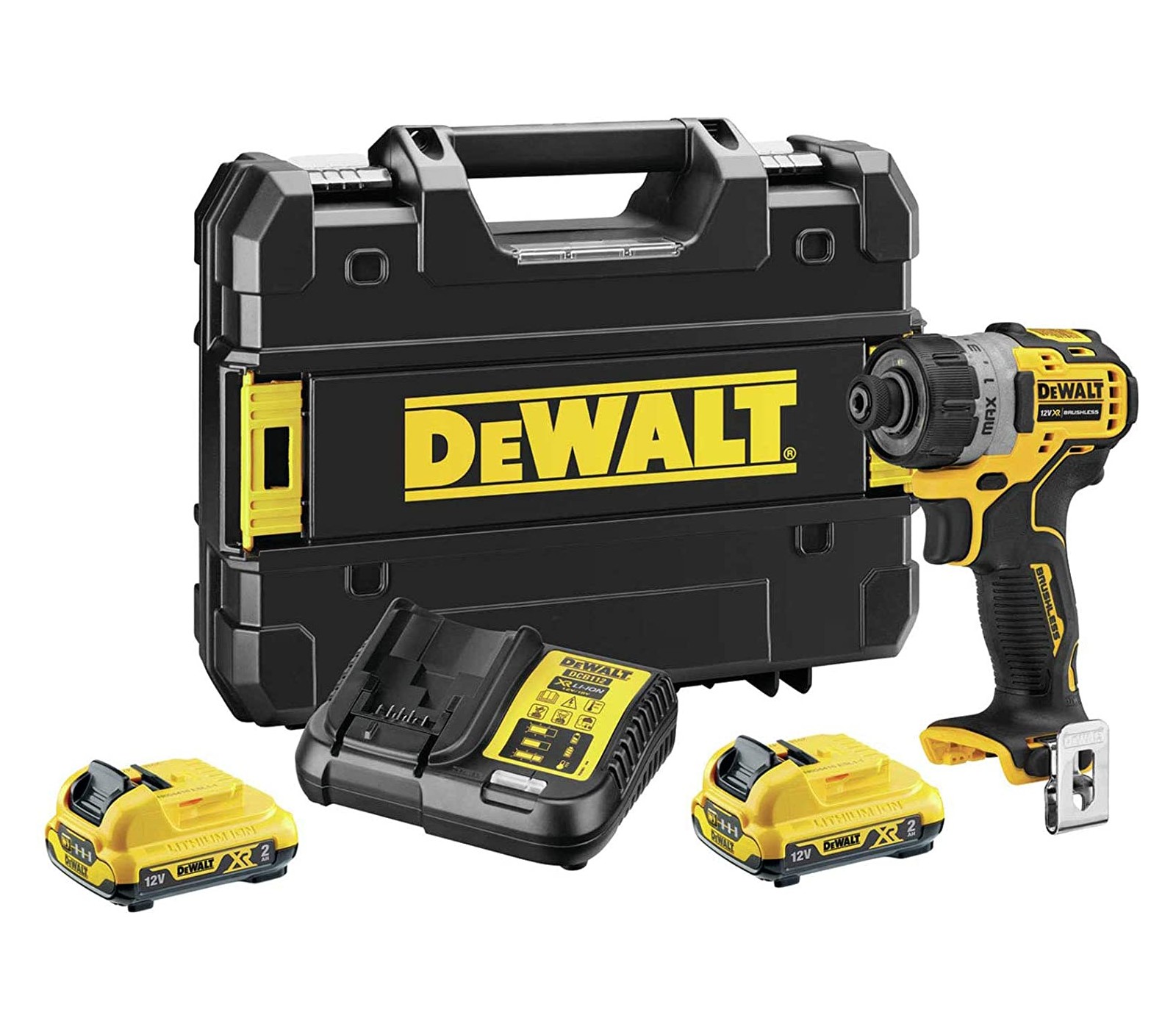 Dewalt akumuliatorinio suktuvo rinkinys (DCF601D2-QW), 12 V, 2 x 2 Ah, įkroviklis + lagaminas
