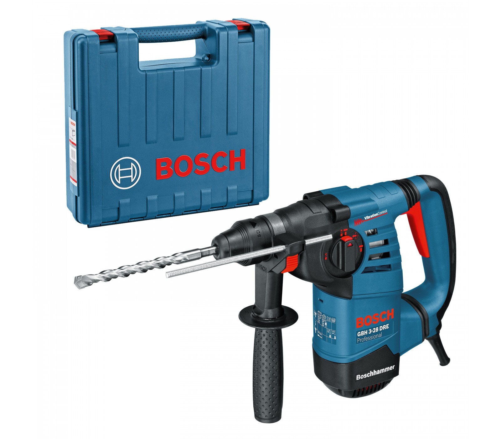 Elektrinis perforatorius Bosch GBH 3-28 DRE, SDS-Plus, 3,1 J, 800 W, priedų rinkinys + lagaminas