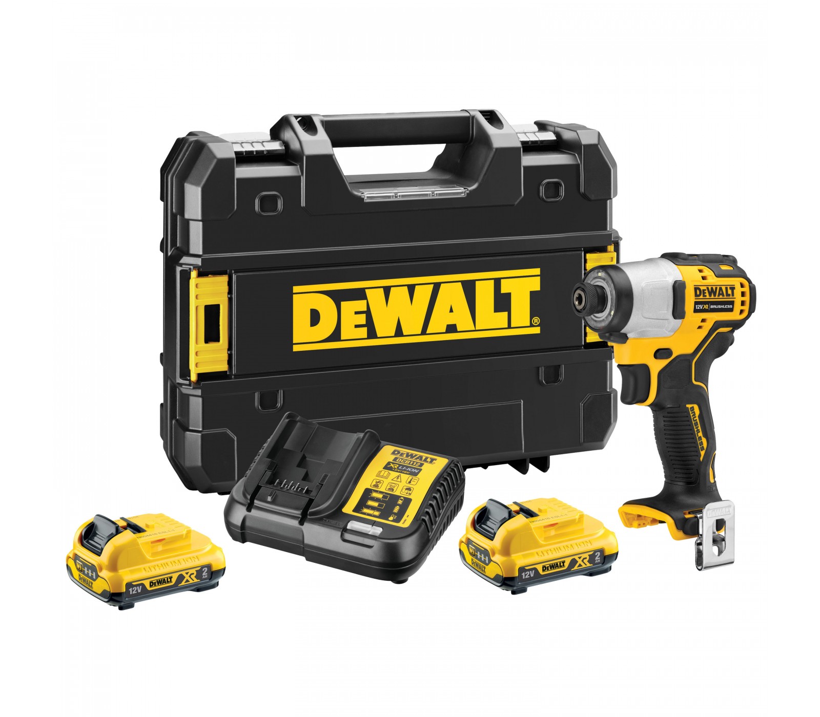 Dewalt akumuliatorinio smūginio suktuvo rinkinys DCF801D2-QW, 12 V, 2 x 2 Ah, įkroviklis + lagaminas