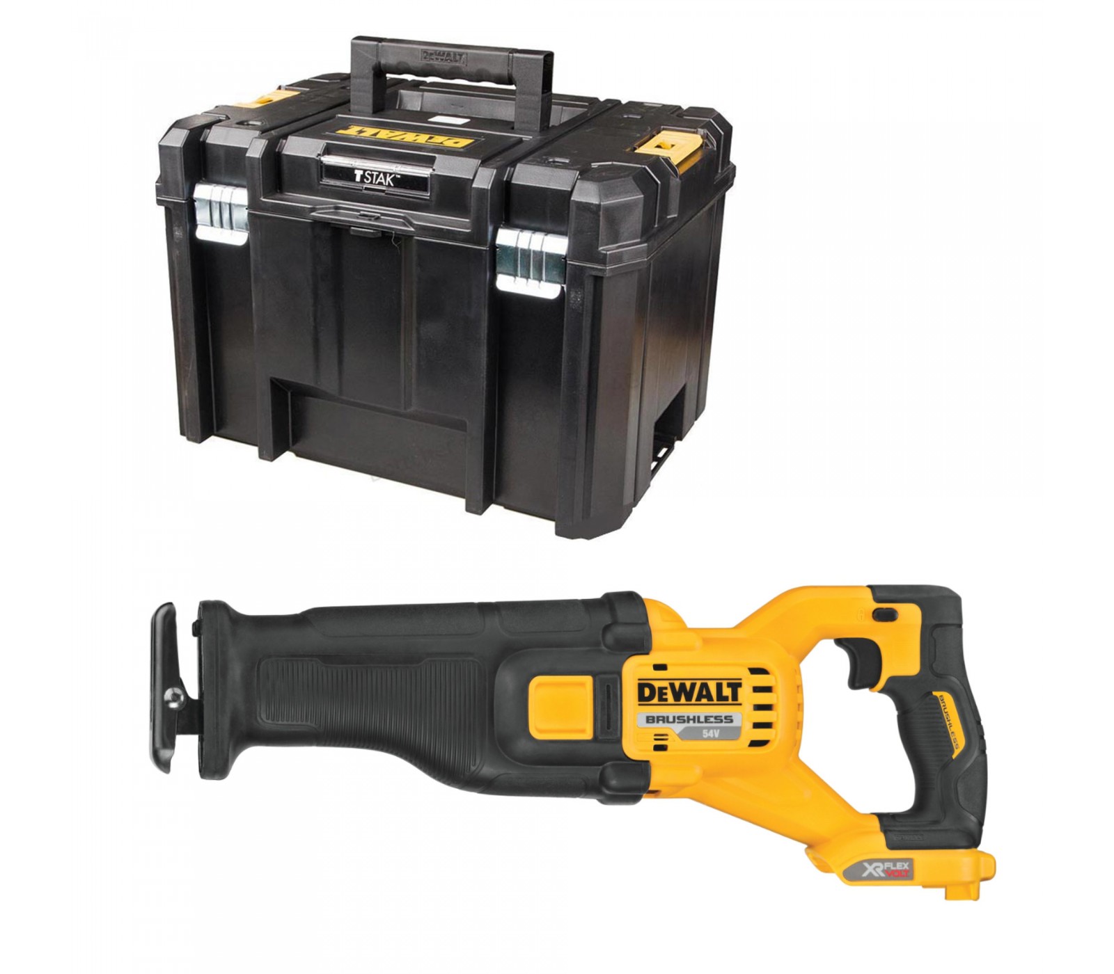Dewalt akumuliatorinis tiesinis pjūklas DCS389NT-XJ, 54 V + lagaminas