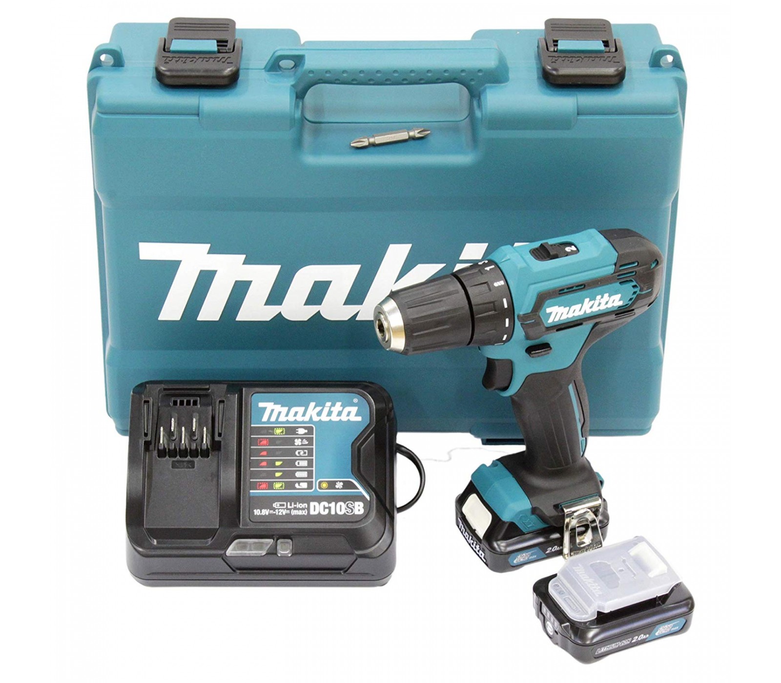 Akumuliatorinio gręžtuvo Makita (DF333DSAE) rinkinys, 12 V, 2 x 2 Ah, įkroviklis + lagaminas
